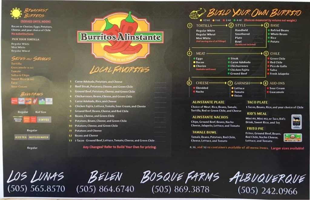 stripes burritos menu