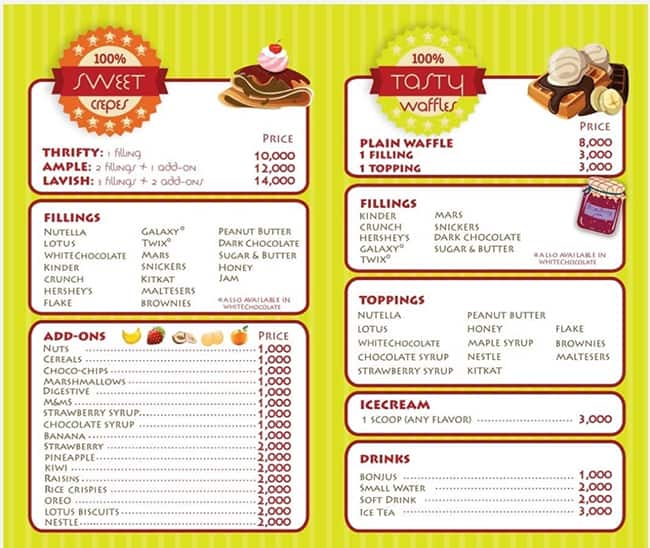 Crumbs menu