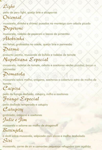 Menu at Famiglia Lucco pizzeria, São Paulo, R. Pio XI