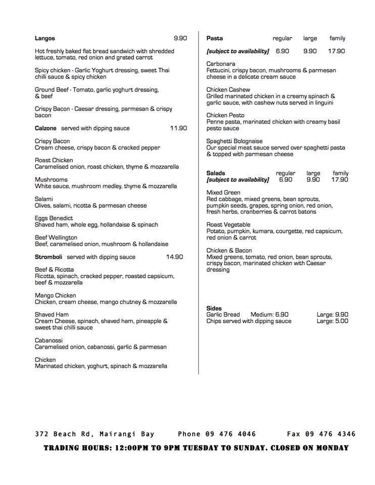 Dough Menu, Menu for Dough, Mairangi Bay, Auckland Menumania/Zomato