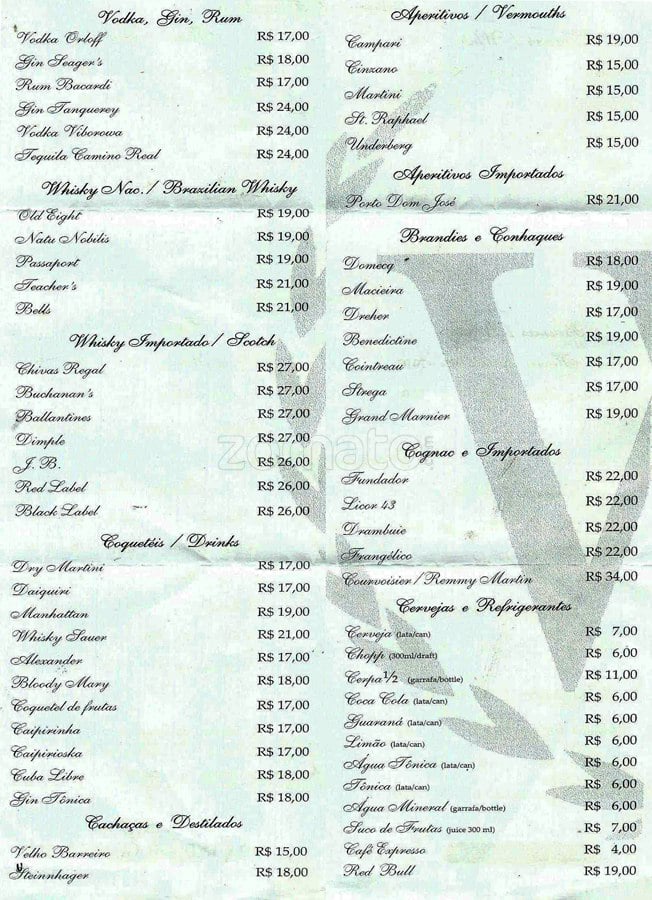 Restaurante Málaga cardápio