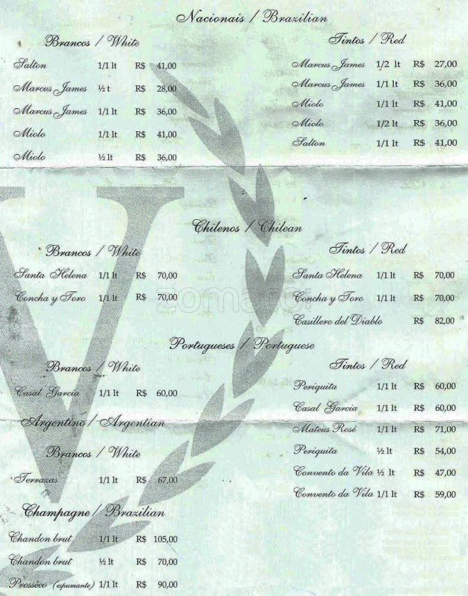 Restaurante Málaga cardápio