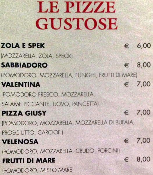 Menu di Ristorante Pizzeria San Marco 
