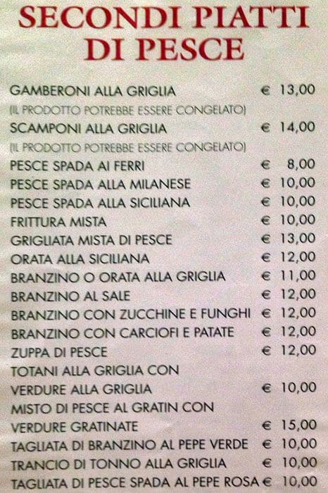 Menu di Ristorante Pizzeria San Marco 