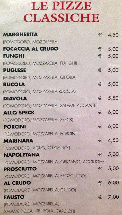 Menu di Ristorante Pizzeria San Marco 