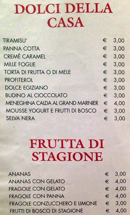 Menu di Ristorante Pizzeria San Marco 