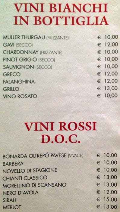 Menu di Ristorante Pizzeria San Marco 