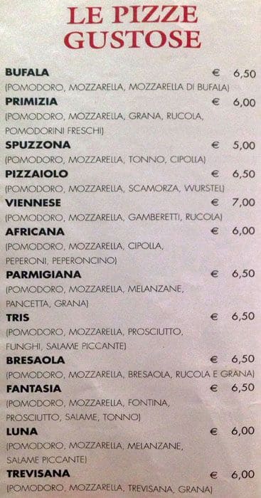 Menu di Ristorante Pizzeria San Marco 