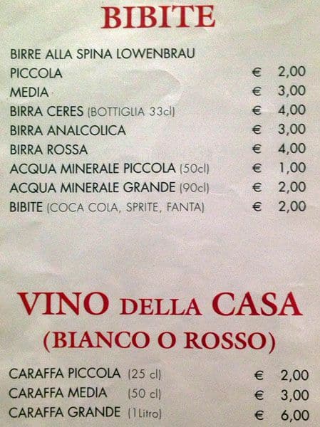 Menu di Ristorante Pizzeria San Marco 