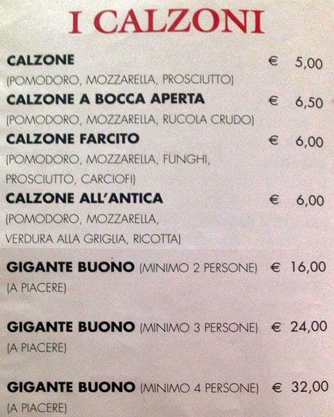 Menu di Ristorante Pizzeria San Marco 