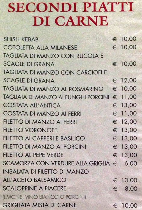 Menu di Ristorante Pizzeria San Marco 