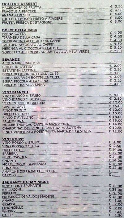 Menu di Il Pinguino Blu 