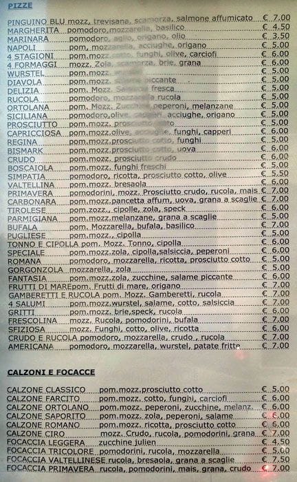 Menu di Il Pinguino Blu 