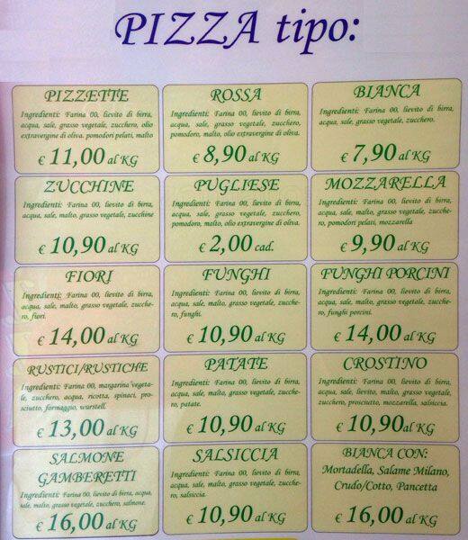 Menu di Pizza E Pane 
