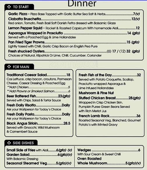 Menu at Salt Water Cafe, Quinns Rocks