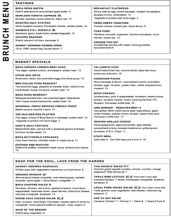 Boca Kitchen Bar Market Menu, Menu for Boca Kitchen Bar Market, Hyde