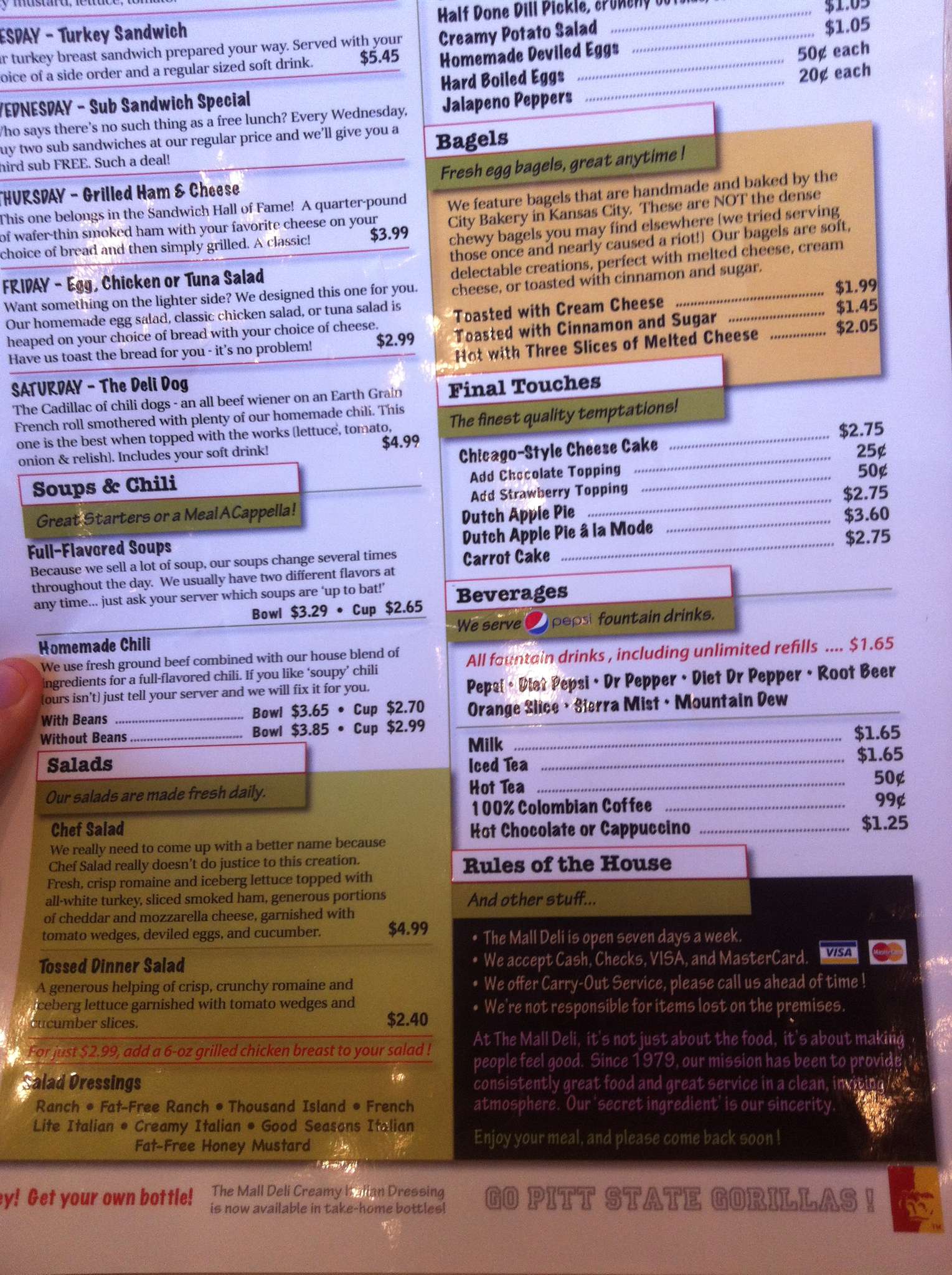 The Mall Deli Menu