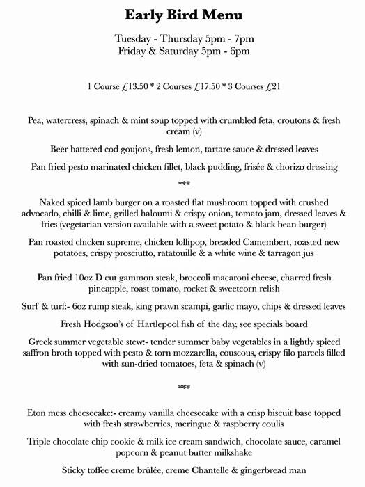 Menu at The Peppermill Bistro restaurant, Billingham