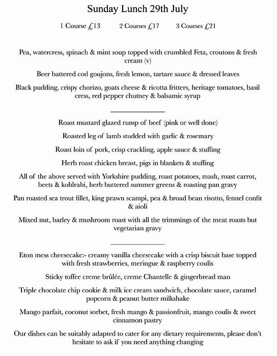 Menu at The Peppermill Bistro restaurant, Billingham