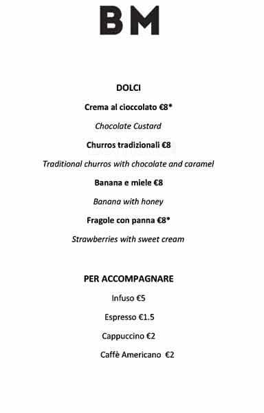 Menu di Bésame Mucho 