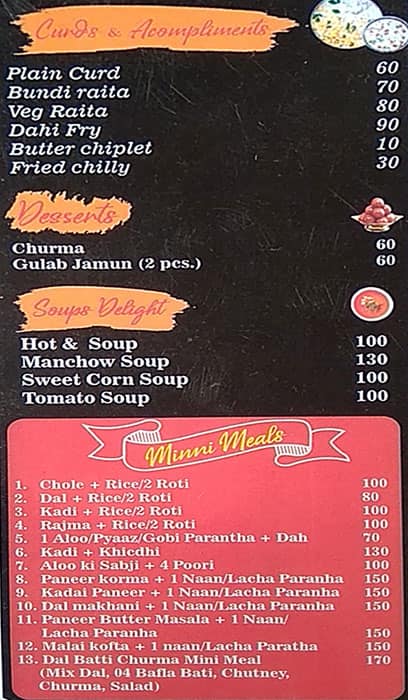 Menu At The Thali Wala Ajmer