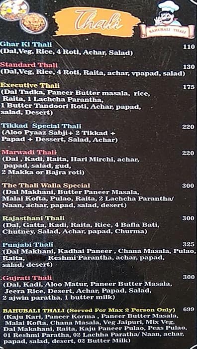 Menu At The Thali Wala Ajmer