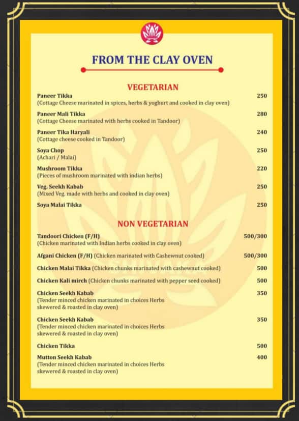 Menu of Oyster Pearl, Sector 39, Gurgaon