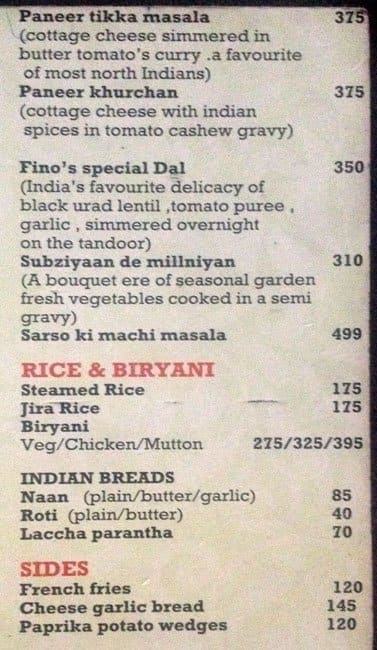 Fino menu