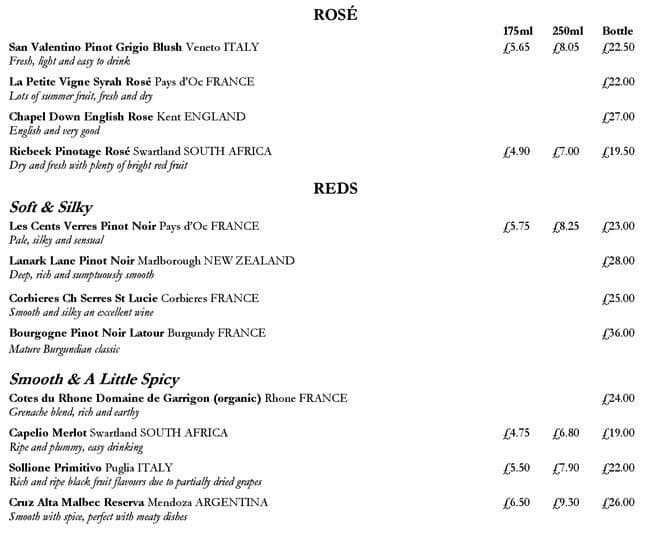 Menu at The Hereford Arms, South Kensington pub & bar, London