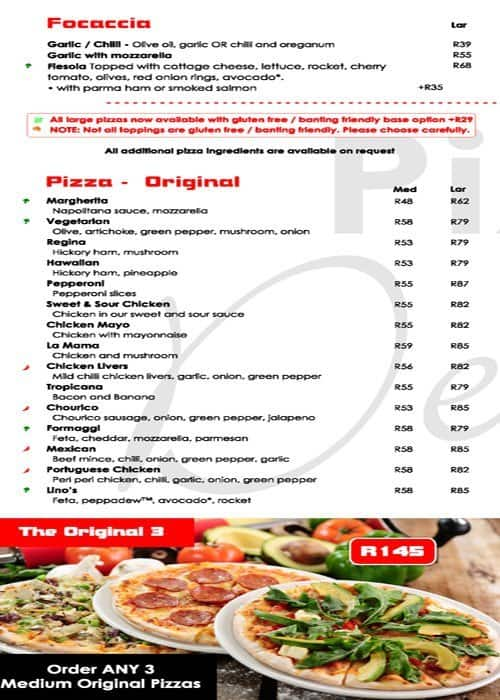 Pizza Del Forno Menu, Menu for Pizza Del Forno, Greenside, Johannesburg ...