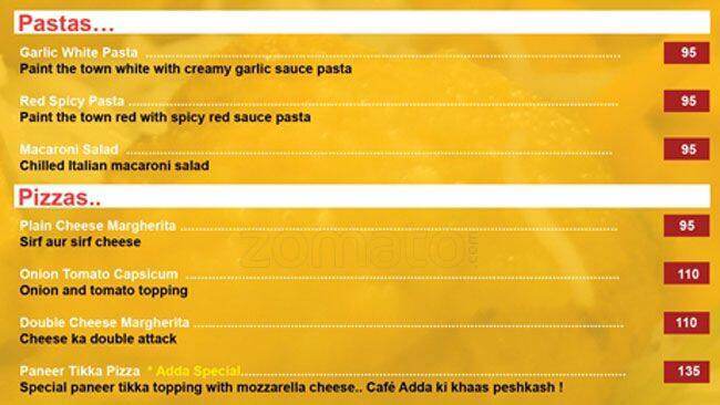 Cafe Adda menu