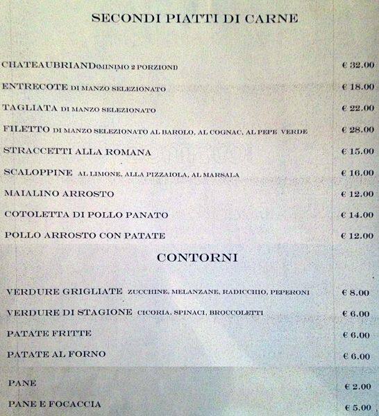 Menu di Aldo ai Musei Vaticani 