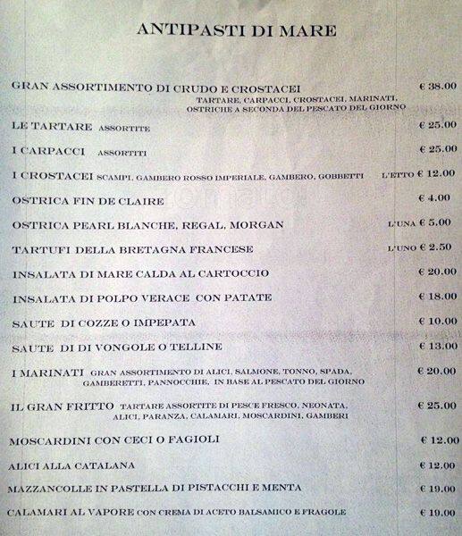 Menu di Aldo ai Musei Vaticani 