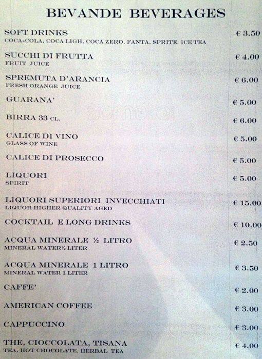 Menu di Aldo ai Musei Vaticani 