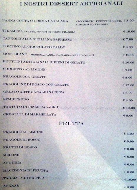 Menu di Aldo ai Musei Vaticani 