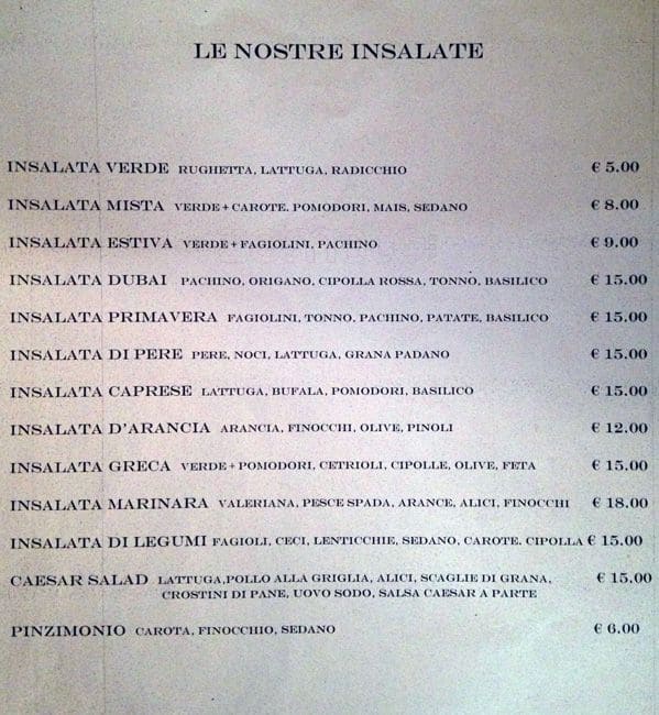 Menu di Aldo ai Musei Vaticani 