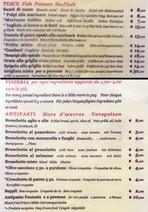 Menu di ristorante rossi 