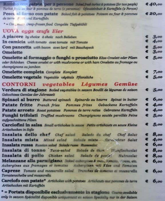 Menu di ristorante rossi 