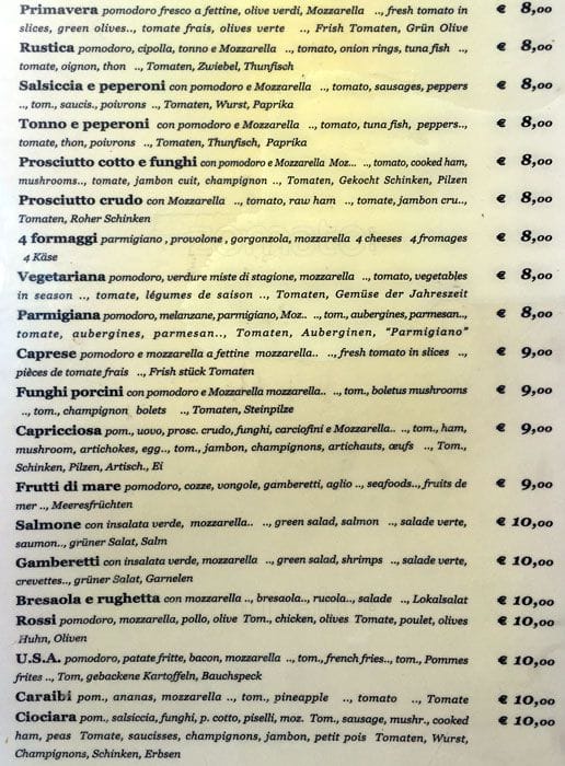 Menu di ristorante rossi 