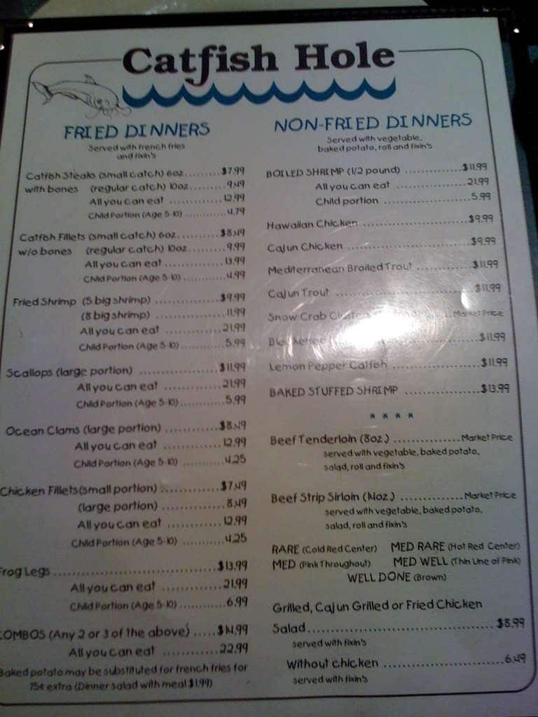 Catfish Hole Menu, Menu for Catfish Hole, Fayetteville, Northwest