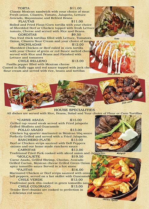 Menu at Andale restaurant,