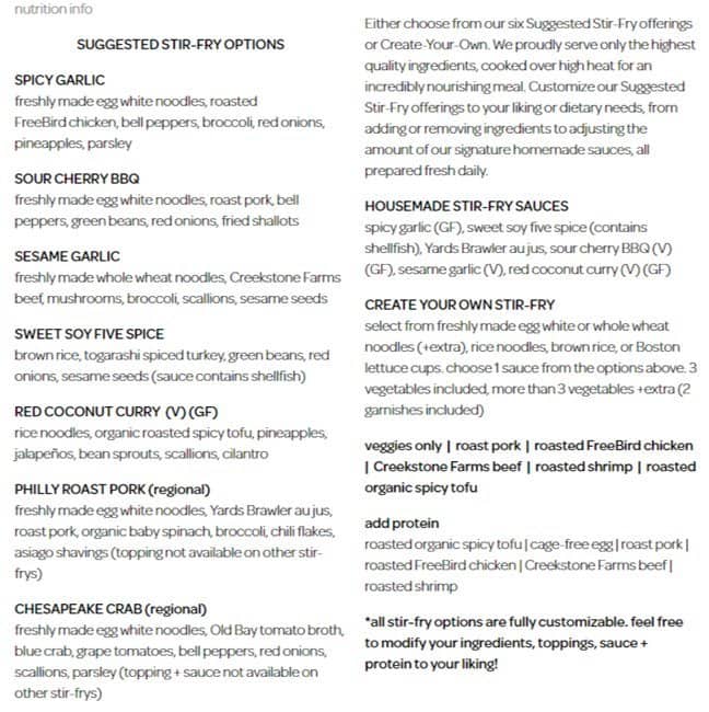 Honeygrow Menu, Menu for Honeygrow, Arlington, Arlington County