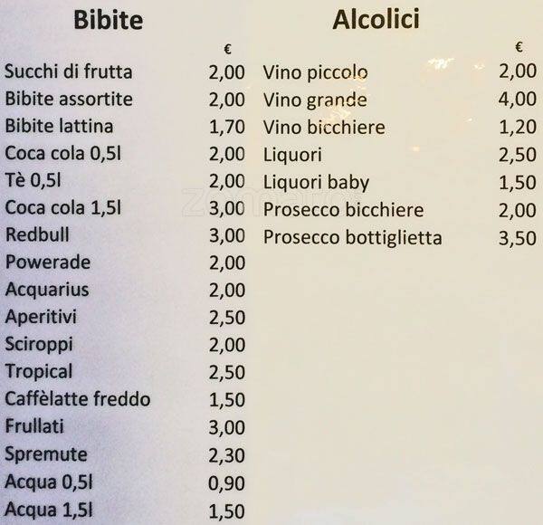 Menu di Arte e Caffè 