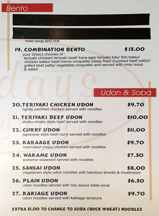 Menu at Sundays Everyday restaurant, Myaree