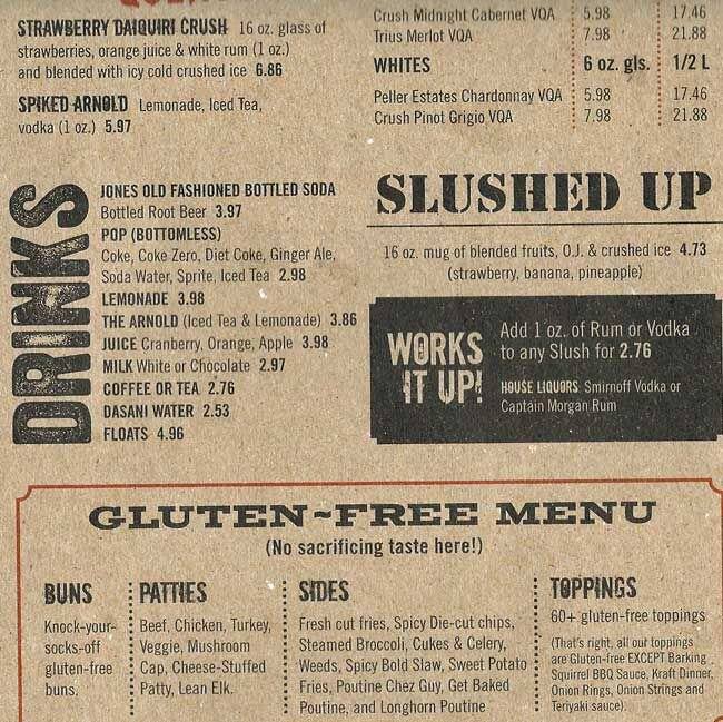 Menu at The Works restaurant, Ottawa, 900 Watters Rd