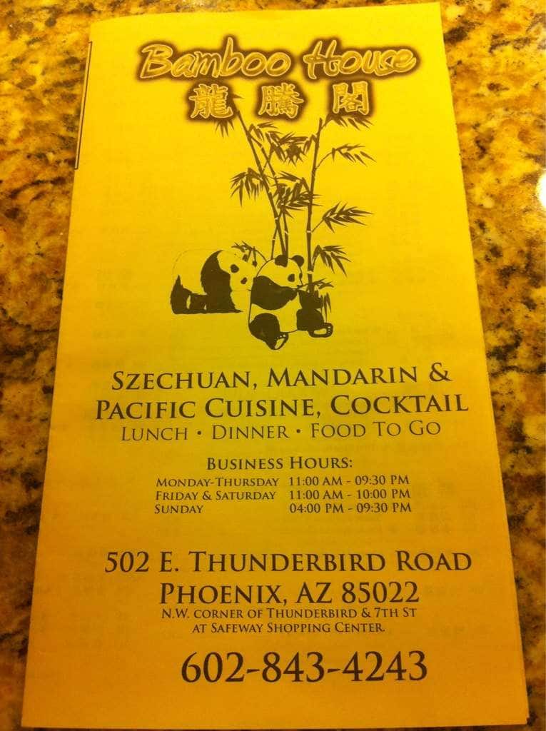 Bamboo House Menu, Menu for Bamboo House, Sunnyslope/North Mountain