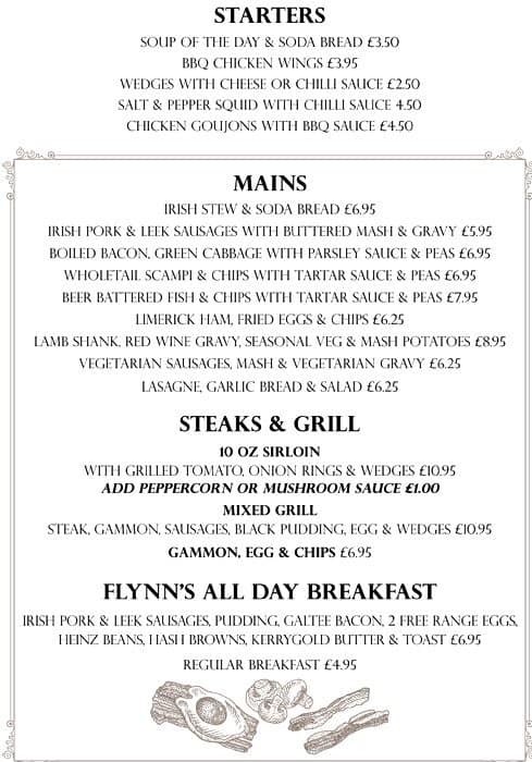 Flynn's Bar and Diner Menu - Zomato UK