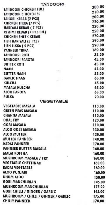 Hotel Hollywood menu