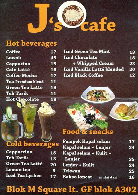 J S Cafe Menu Menu For J S Cafe Melawai Jakarta