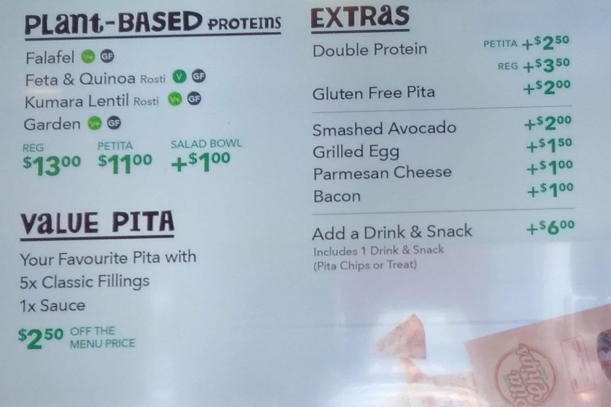 Menu at Pita Pit restaurant, Hamilton, The Base Shopping Centre